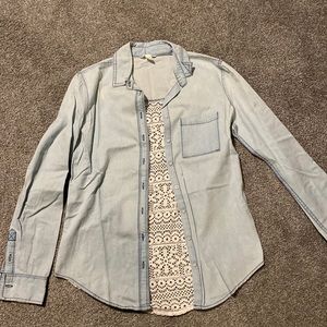Aeropostal back crochet denim shirt